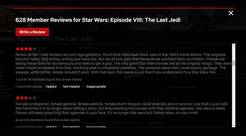 Netflix 'The Last Jedi' reviews