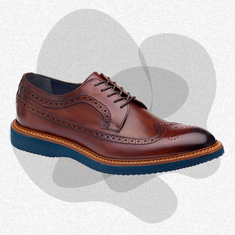 <p>Courtesy of Nordstrom</p><p>Is it a dress shoe or a sneaker? Well, it’s neither and both at the same time. This Johnston & Murphy shoe combines the brand’s reputation for sleek silhouettes with its version of an office-ready sneaker sole. Made in Italy, the Jameson Wingtip is a longwing dress sneaker that uses a split-leather welt to affix the brand’s proprietary EVA sole. The sole is different than those of other similar dress sneakers because it features sharp, refined ridges on the sides instead of a typical bulbous sneaker-style sole. Despite Cole Haan popularizing the dress sneaker category with a model very similar to today’s <a href="https://go.skimresources.com?id=106246X1712071&xs=1&xcust=mj-businesscasualsneakers-amastracci-0923-update&url=https%3A%2F%2Fwww.colehaan.com%2Fmens-originalgrand-wingtip-oxford%2FC26471.html" rel="nofollow noopener" target="_blank" data-ylk="slk:OriginalGrand;elm:context_link;itc:0" class="link ">OriginalGrand</a>, it’s Johnston & Murphy’s Jameson Wingtip Derby that refined the hell out of the style to create something really interesting.</p><p>[$285; <a href="https://click.linksynergy.com/deeplink?id=b8woVWHCa*0&mid=1237&u1=mj-businesscasualsneakers-amastracci-0923-update&murl=https%3A%2F%2Fwww.nordstrom.com%2Fs%2Fjohnston-murphy-jameson-wingtip-derby-men%2F7504165%3F" rel="nofollow noopener" target="_blank" data-ylk="slk:nordstrom.com;elm:context_link;itc:0" class="link ">nordstrom.com</a>]</p>