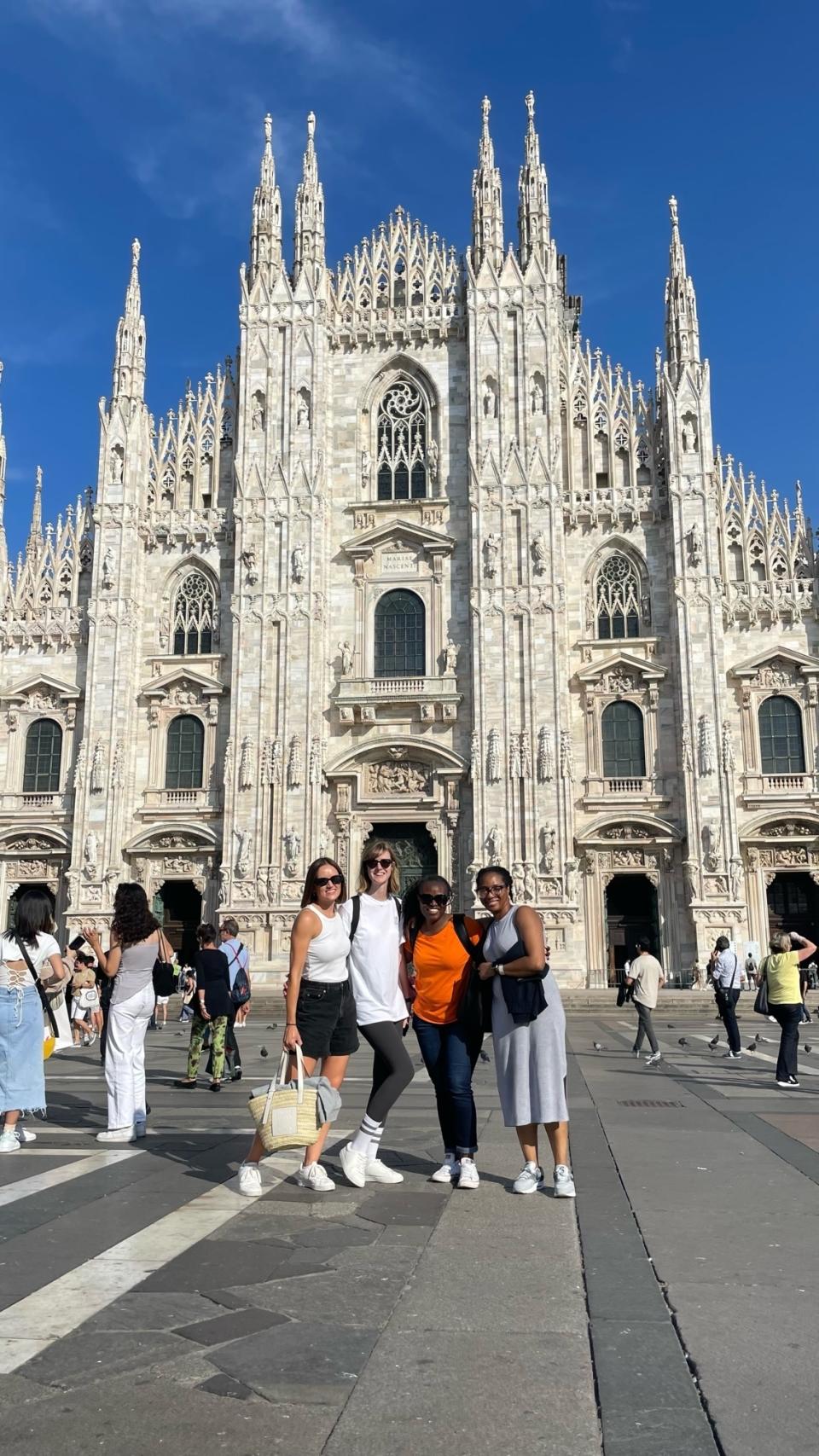 The group of mums spent some time exploring the city during their 18-hour whirlwind trip to Milan. (SWNS)