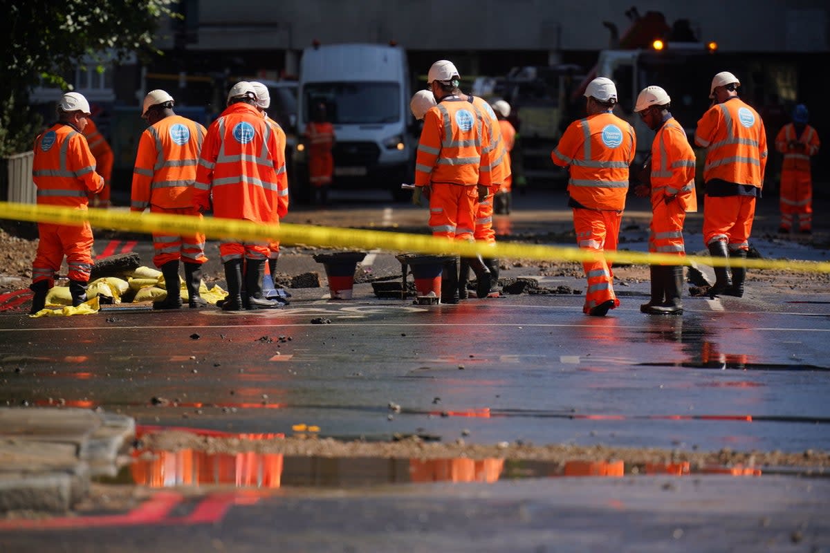 Thames Water engineers working on a leak in Holloway, north London. (PA)