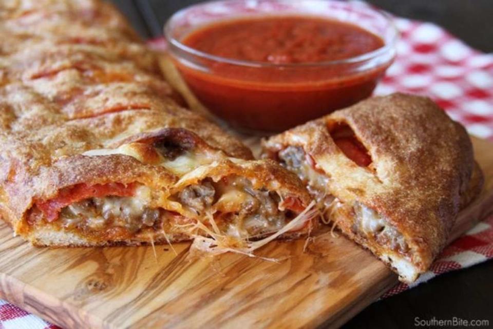 <p>The Italian restaurant comes to your dinner table with this cheesy baked bread dinner.</p><p><strong>Get the recipe: <a href="https://southernbite.com/easy-stromboli/" rel="nofollow noopener" target="_blank" data-ylk="slk:Easy Stromboli;elm:context_link;itc:0;sec:content-canvas" class="link ">Easy Stromboli</a></strong></p>