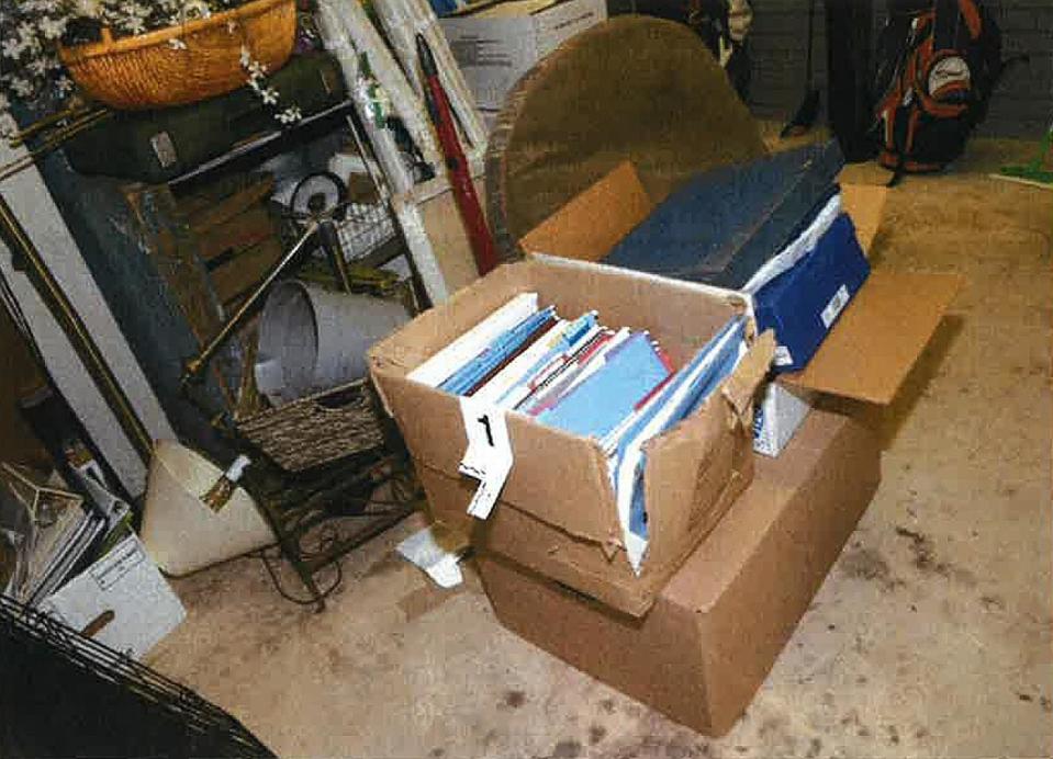 PHOTO: A box in President Joe Biden's garage in a picture released by the Department of Justice. (Department of Justice)