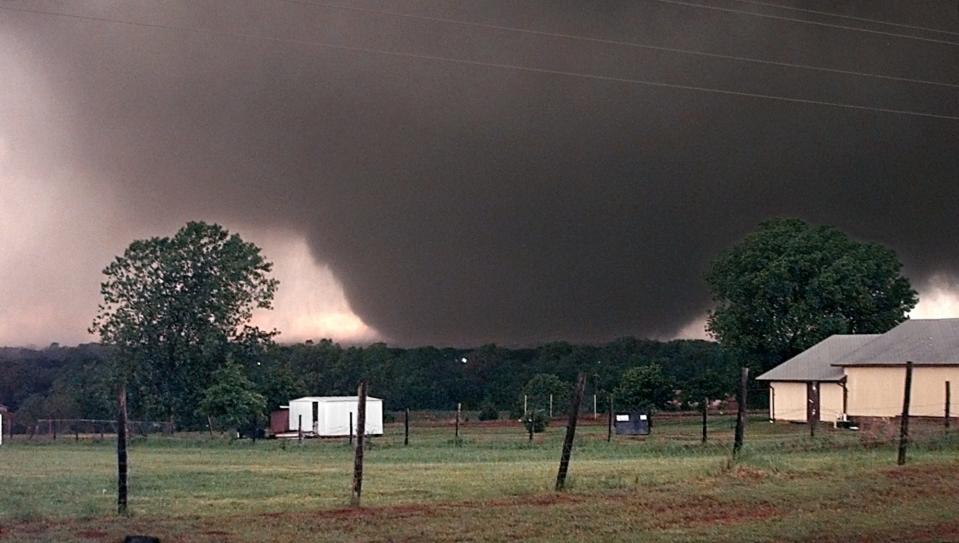 The EF5 tornado that struck Moore in 1999 is pictured.