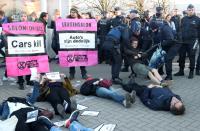 Extinction Rebellion protest at Brussels Motor Show