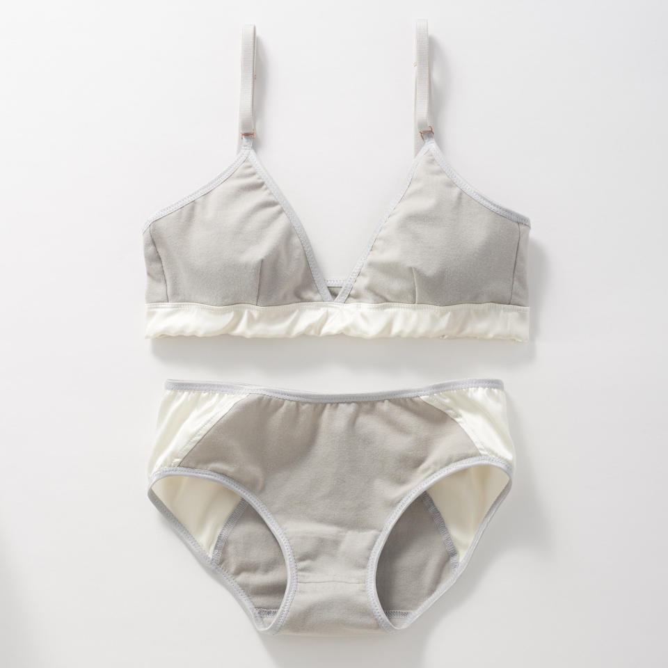 <a href="https://www.brookthere.com/" target="_blank" rel="noopener noreferrer">Brook There</a> makes organic, minimalist bras and underwear that are cut and sewn in the United States. The brand uses both cotton and silk for its designs, which include bralettes and vintage-inspired underwear.&nbsp;<br /><br />Fog Alchemy bra available in sizes 32AB to 36CD; briefs available in sizes XS to XL.&nbsp;<br /><br /><strong><a href="https://www.brookthere.com/organic-lingerie/fog-alchemy-lingerie-set" target="_blank" rel="noopener noreferrer">Get the Brook There Fog Alchemy set for $152.</a></strong>