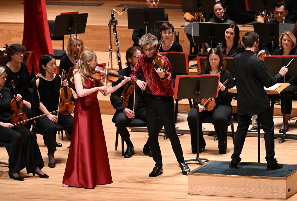 Sarah Kendell and Ezekiel Sokoloff play at the Salute to Youth concert at Abravanel Hall in Salt Lake City on Wednesday, Nov. 22, 2023. | Scott G Winterton, Deseret News