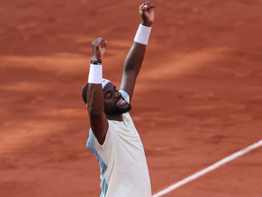 Frances Tiafoe finally has reason to celebrate in Paris (AFP via Getty Images)