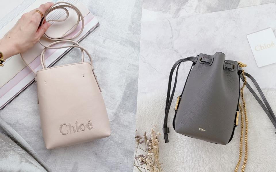 Chloé Sense Micro托特包 NT.26,500(左)\Chloé marcie micro bucket NT.37,100(右) Photo Via:LOOKin編輯拍攝