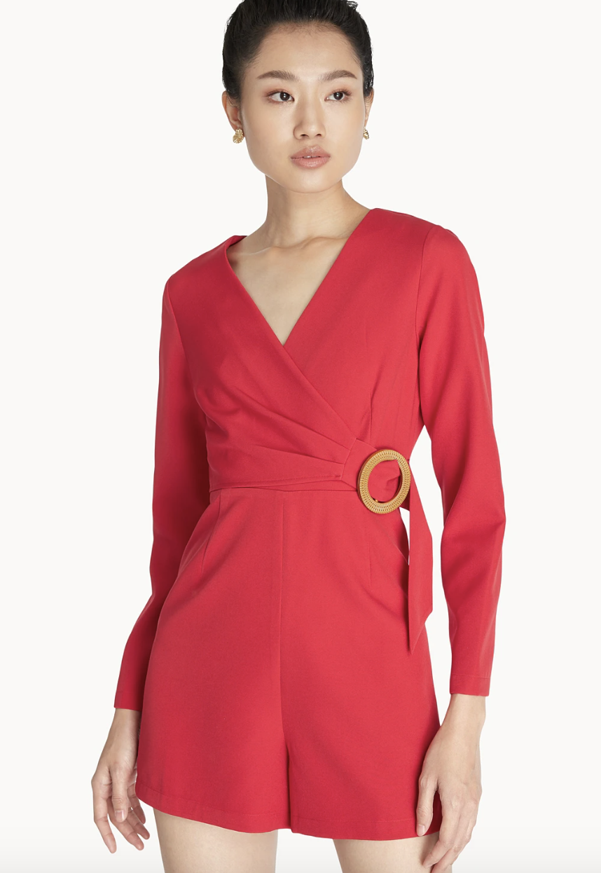 PHOTO: Pomelo. Wooden Ring Wrap Romper, Red