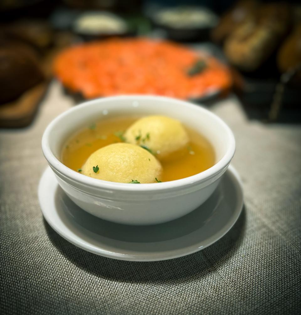 Matzo ball soup at Katzinger's Delicatessen is sold by the bowl or by the quart.