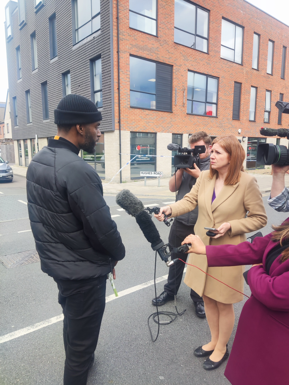 Faron Paul speaking to reporters at the scene of the Hainault attack (Barney Davis/The Independent)