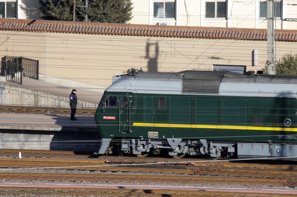 A train believed to be carrying North Korean leader Kim Jong Un arrives at Beijing Railway Station in Beijing, China January 8, 2019. REUTERS/Jason Lee