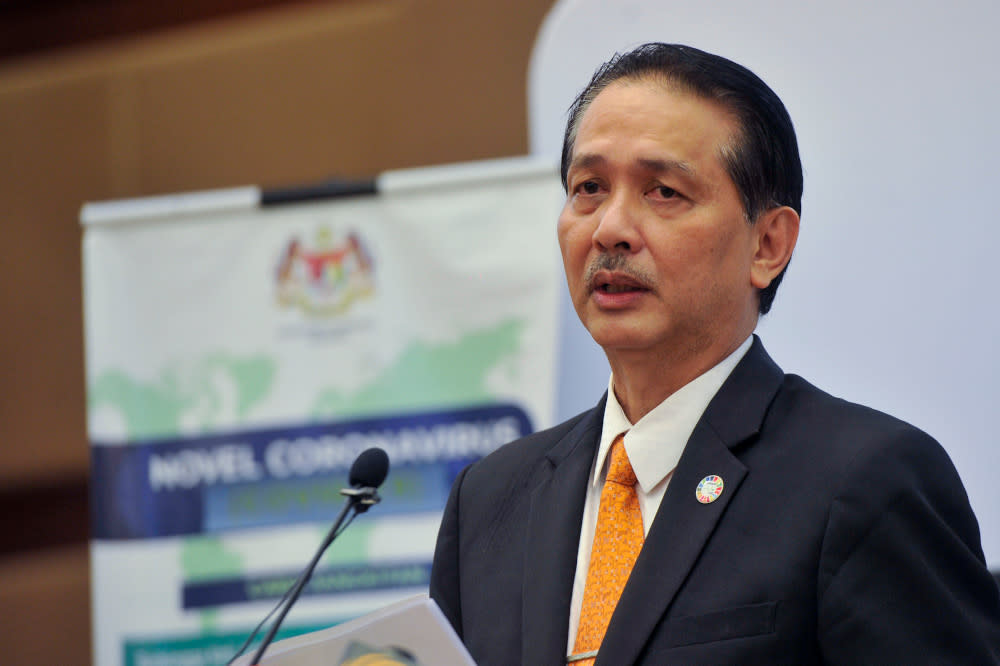 Health Director-General Datuk Dr Noor Hisham Abdullah speaks during a press conference in Putrajaya April 1, 2020. — Picture by Shafwan Zaidon