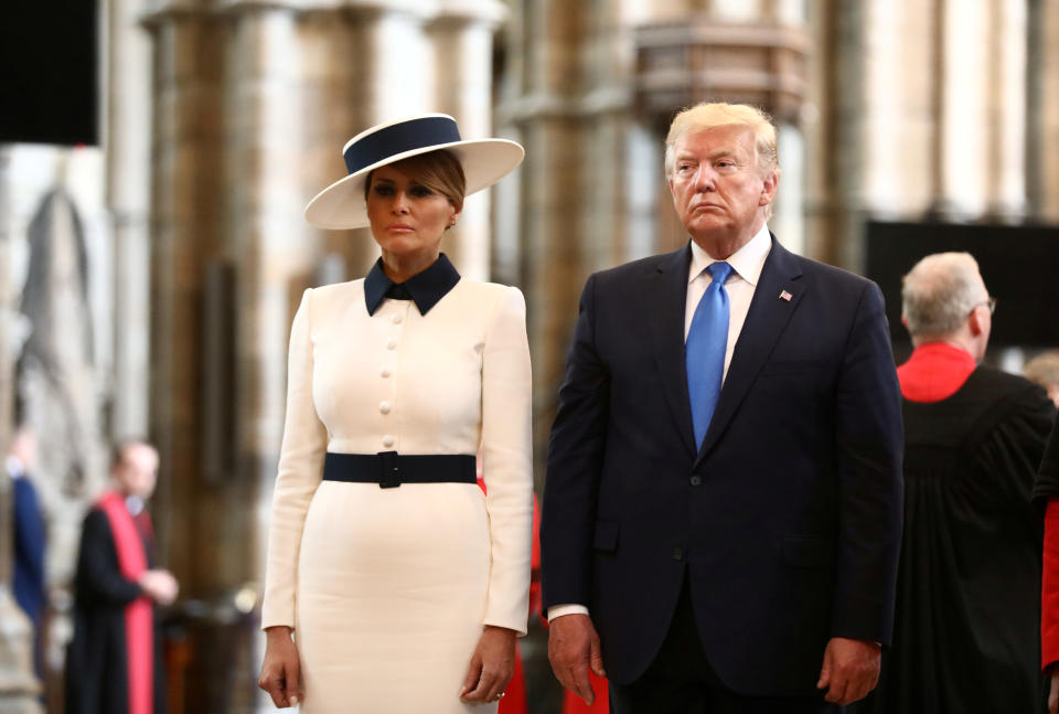 U.S. President Donald Trump and First Lady Melania Trump are seen at Westminster Abbey as part of their state visit in London, Britain June 3, 2019. REUTERS/Simon Dawson