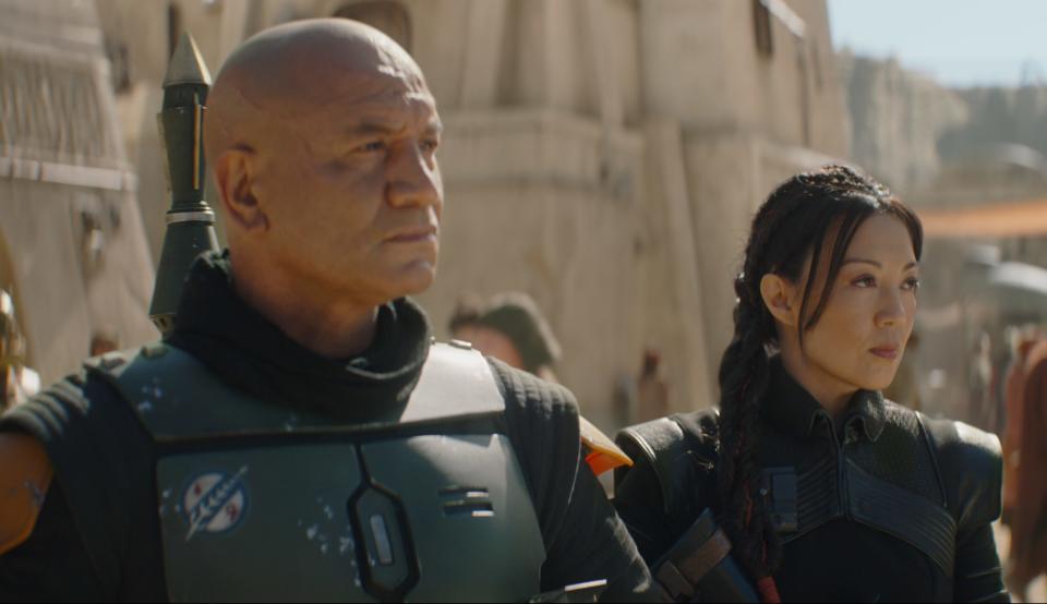 Temuera Morrison and Ming-Na Wen in <i>The Book of Boba Fett</i><span class="copyright">Lucasfilm</span>