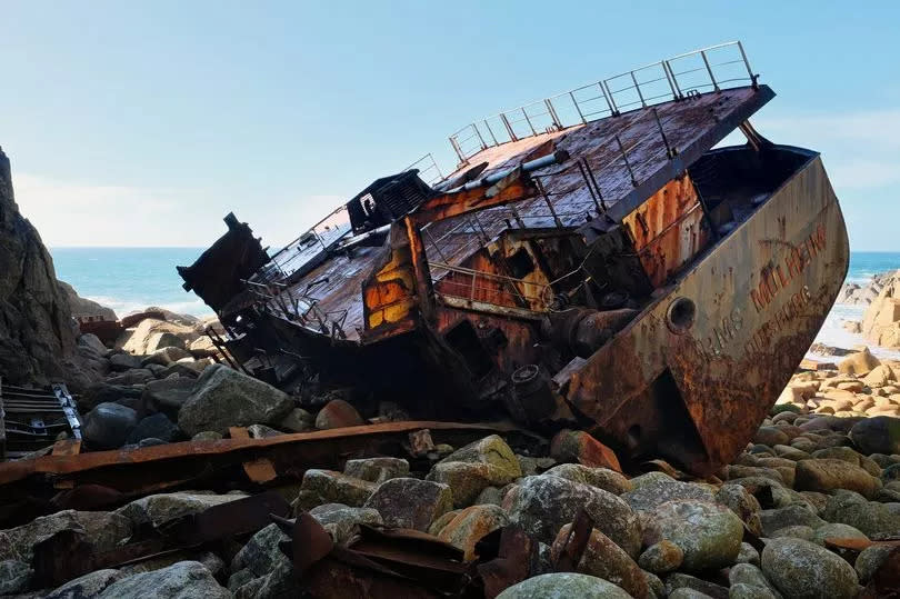 The wreck of RMS Mulheim which ran aground near Land's End on 22nd March 2003. -Credit:Greg Martin