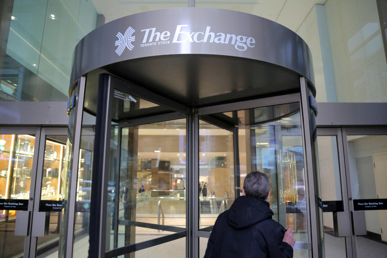 A Toronto Stock Exchange sign adorns a doorway at the Exchange Tower building in Toronto, Ontario, Canada January 23, 2019.   REUTERS/Chris Helgren