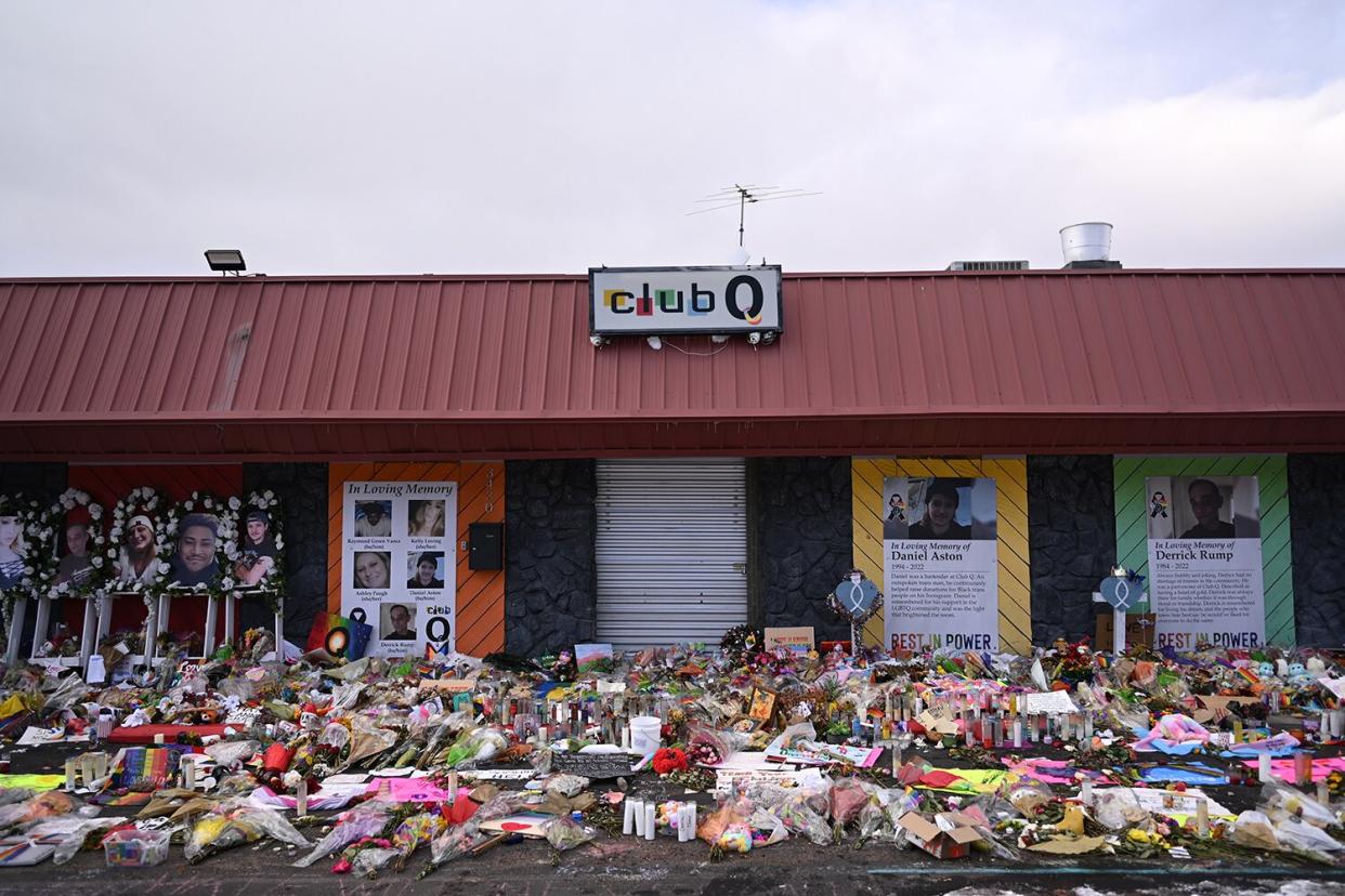 Club Q and the memorial for the victims of the shooting photographed in Colorado Springs, Colorado on Tuesday, November 29, 2022.