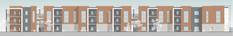 Design of the three-story, 30-unit apartment building proposed in the West Central neighborhood. The development received approval from the Planning and Zoning Commission on Thursday, Sept. 7, 2023.