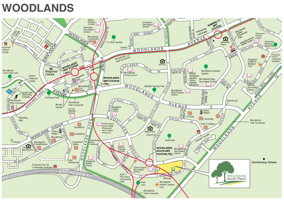 Location of Woodlands South Plains Aug 2022 Woodlands BTO flats, bounded by Woodlands Avenue 1 and Woodlands Drive 17. Source: HDB