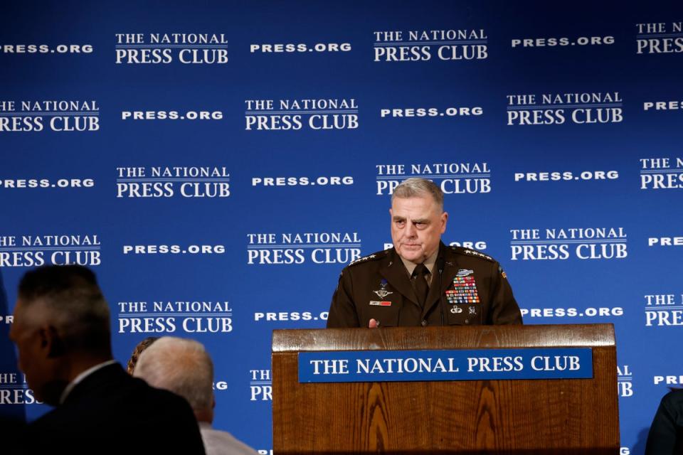 Joint Chiefs of Staff Chairman General Mark Milley speaks during the Headliners Luncheon at the National Press Club (Getty Images)