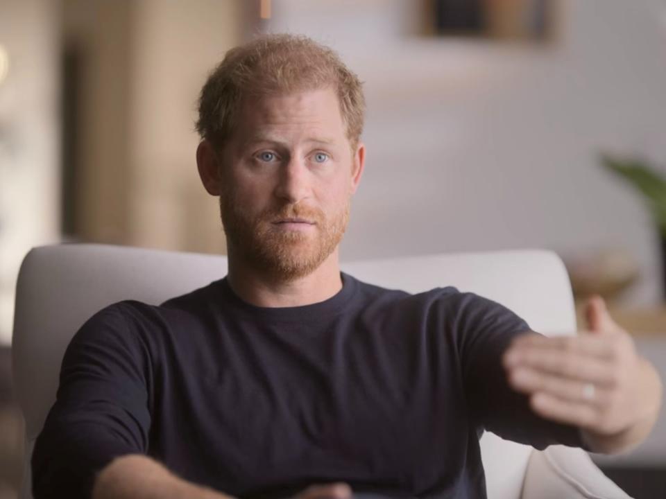 Prince Harry in "Harry & Meghan" on Netflix.