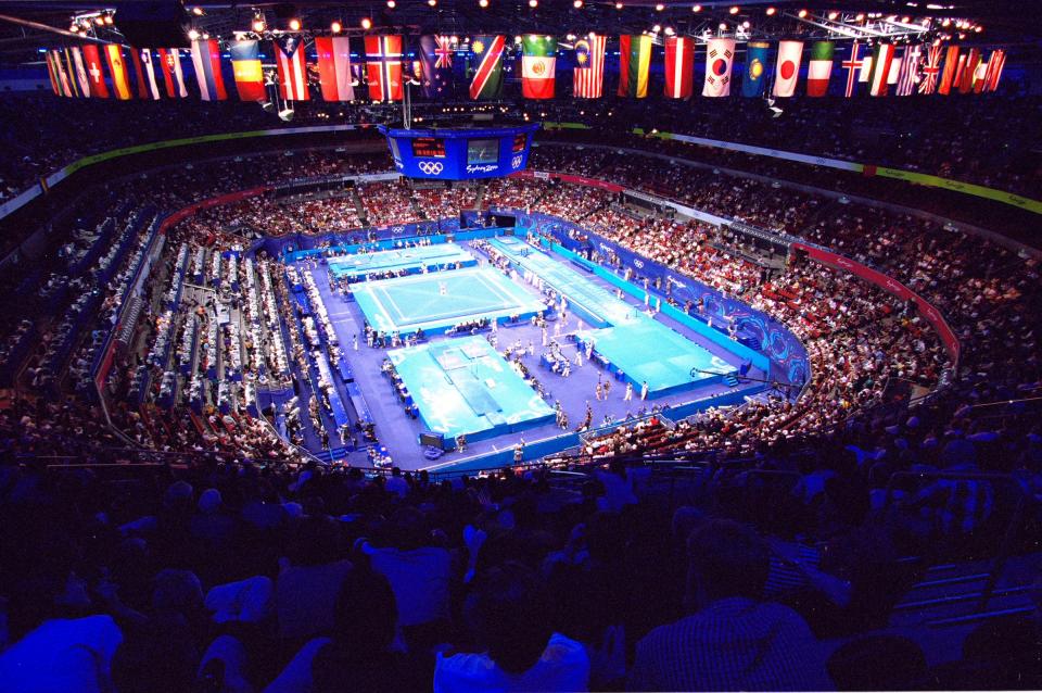 19 Sep 2000:  A general view of the Womens Team Gymnastics at the Sydney Superdome during Day Four of the Sydney 2000 Olympic Games in Sydney, Australia. \ Mandatory Credit: Stephen Munday /Allsport