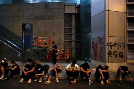 Protest outside police headquarters in Hong Kong