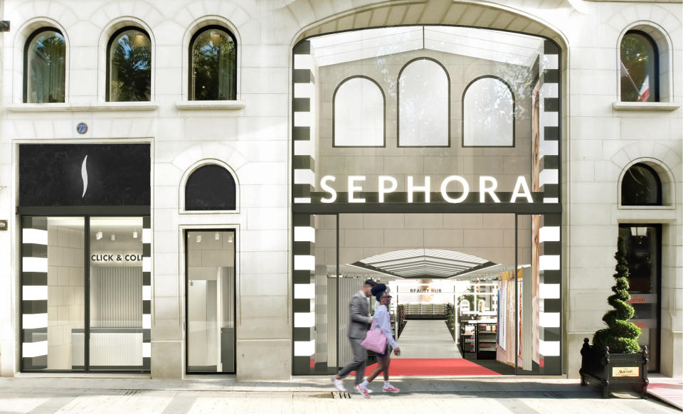 A rendering of the exterior of Sephora’s renovated Parisian flagship.