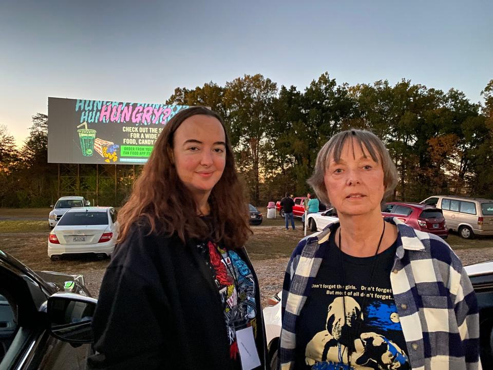 Jamie and Linda Hickman at the Parkway Drive-In on Oct. 22. Both R.I.P. members, the mother daughter duo acted in trailers for the Grindhouse Grind-Out. "I was discovered on my own carport and placed in the film and I don't consider myself a actor yet, but I'll get there," Linda Hickman said.