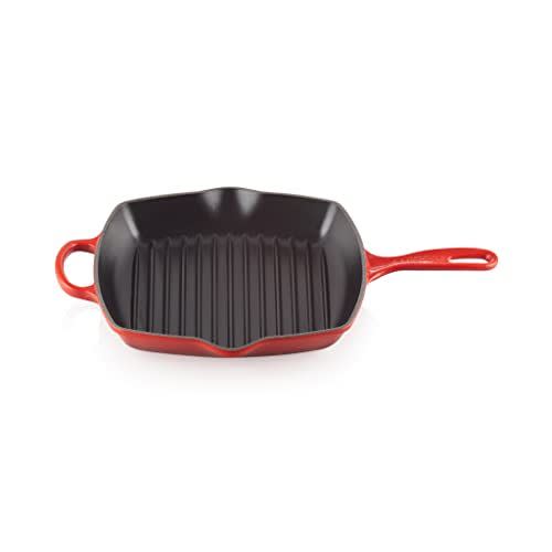 2) Le Creuset Enameled Cast Iron Signature Square Skillet Grill