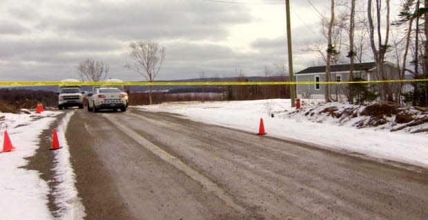 RCMP at the scene of a shooting on Mountainview Drive on March 1, 2021. 