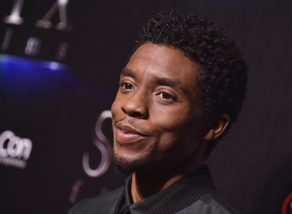 Photo by: KGC-11/STAR MAX/IPx 2020 8/29/20 Chadwick Boseman, star of 'The Black Panther', has passed away at at 43 of Colon Cancer. STAR MAX File Photo: 4/2/19 Chadwick Boseman at the STX Films presentation of "The State Of The Industry: Past, Present and Future" during CinemaCon 2019 at Caesars Palace Hotel and Casino in Las Vegas, Nevada.p