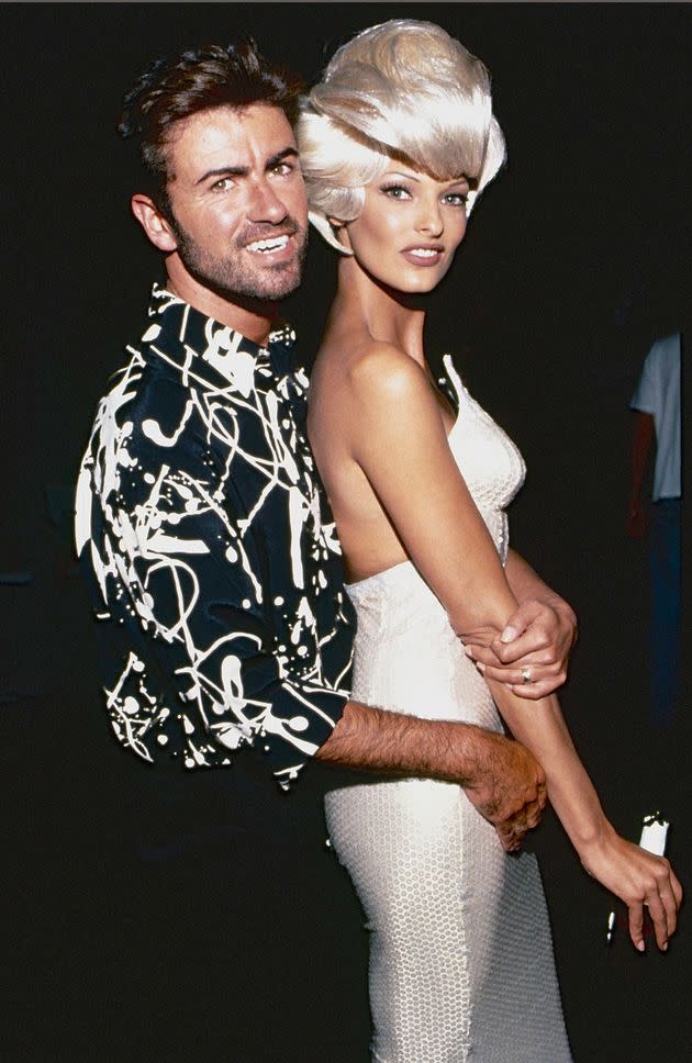 George Michael and Linda Evangelista during the Too Funky video shoot circa 1992 in Paris (Photo: Kevin Mazur via Getty Images)