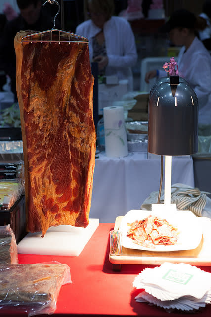 Slabs of pork were on display at Baconfest.<br> <br> <a href="http://www.flickr.com/photos/opacity/" rel="nofollow noopener" target="_blank" data-ylk="slk:Image courtesy Anne Petersen.;elm:context_link;itc:0;sec:content-canvas" class="link ">Image courtesy Anne Petersen.</a>