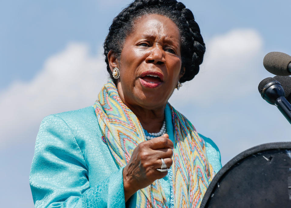  Rep. Sheila Jackson Lee, a Texas Democrat, at a July 2022 news conference in Washington,  D.C. / Credit: Jemal Countess / Getty Images for Take Back the Court Action Fund