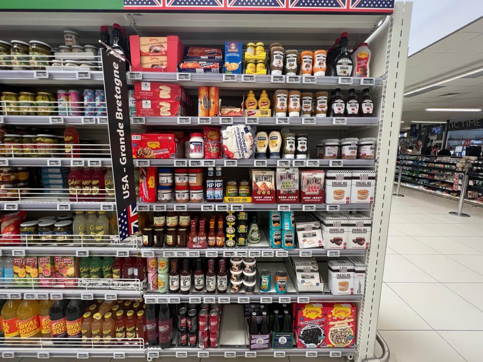 International aisle with American-inspired products at Auchan