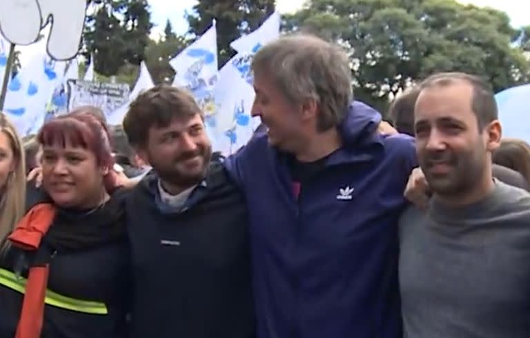 Juan Grabois y Máximo Kirchner, juntos en la movilización del 24 de marzo