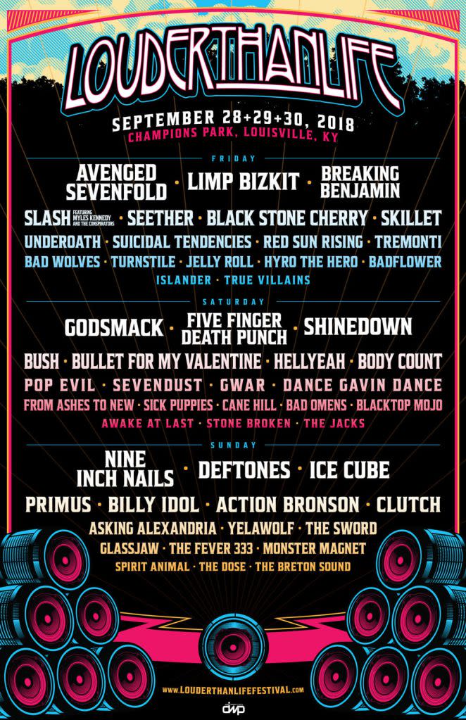 Louisville festival also promises Ice Cube, Billy Idol, Clutch, Avenged Sevenfold, Underoath, Glassjaw, The Sword, and more.