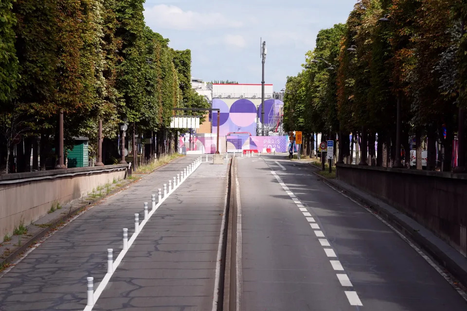 A closed road near the Seine. (David Davies/PA Images via Getty Images)