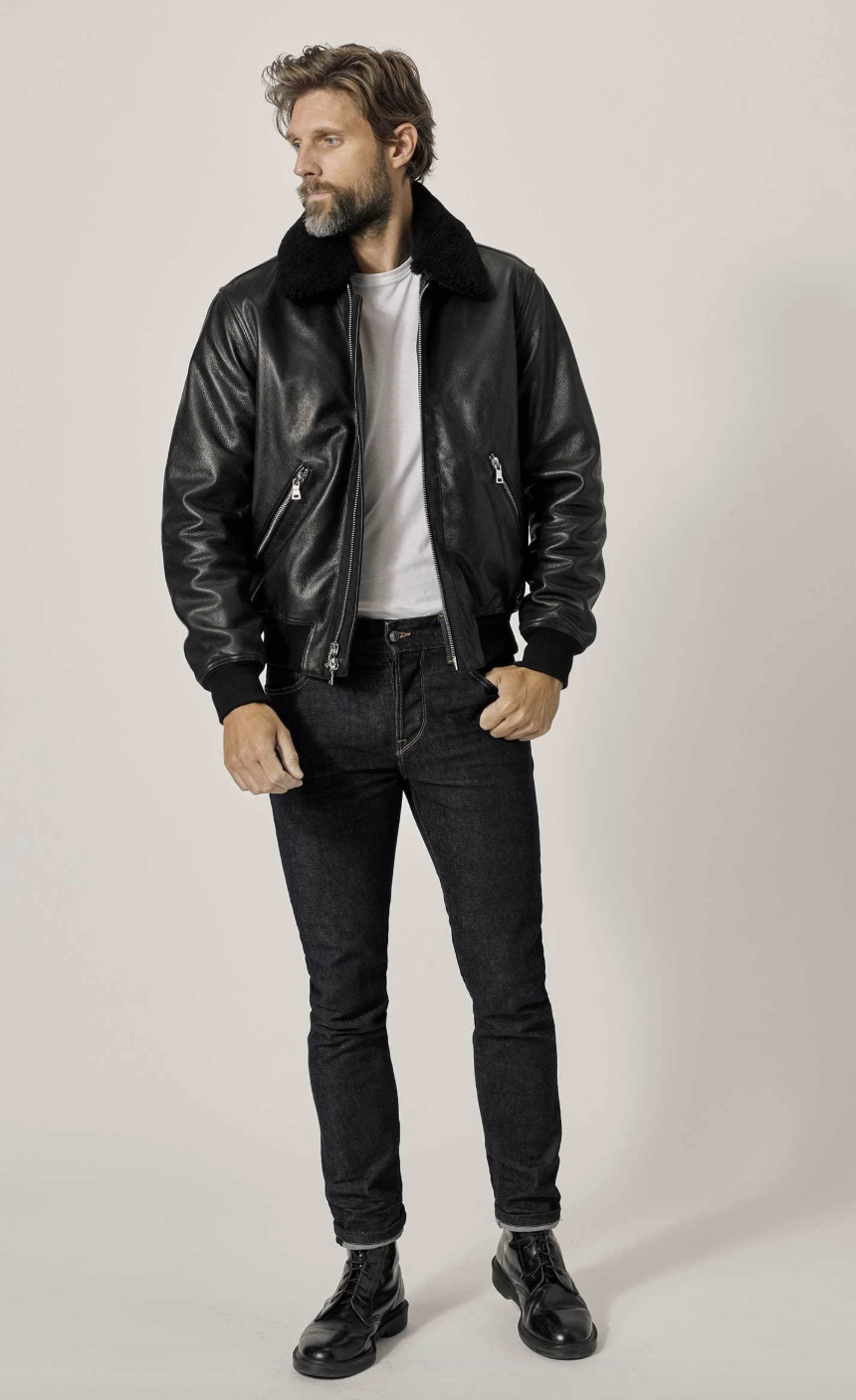 Clothing, Jacket, Leather, Leather jacket, Outerwear, Pocket, Standing, Collar, Fashion, Sleeve, 