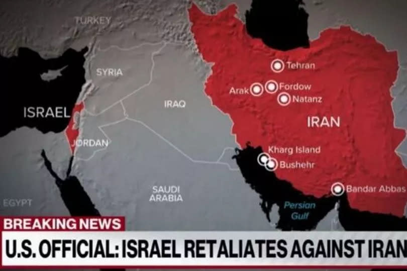 Map of Iran and distance from Israel