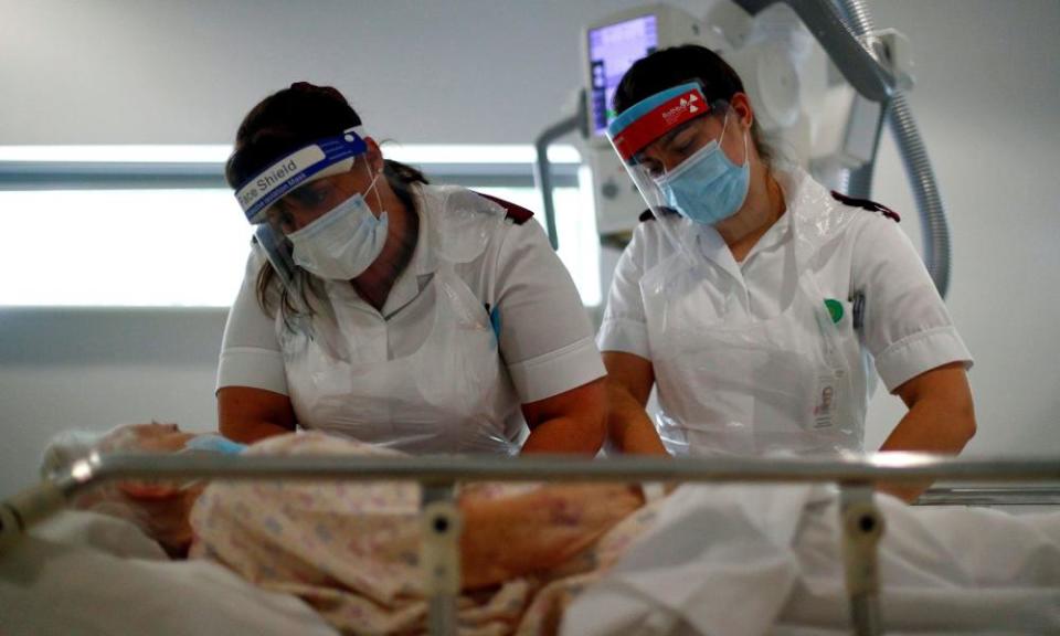 Radiologists with a patient at the Royal Blackburn teaching hospital