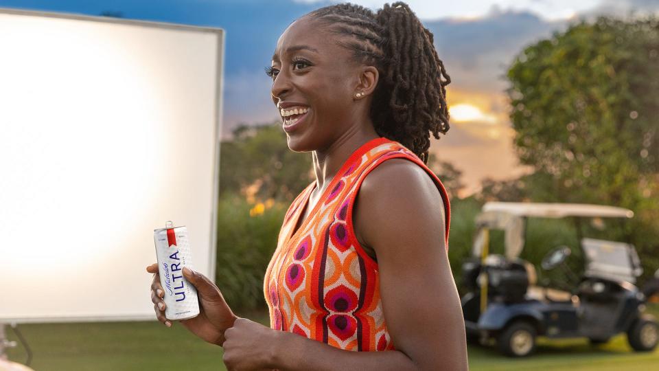 Nneka Ogwumike filming Michelob Ultra's newest Super Bowl ad.