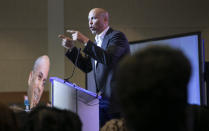 Democratic presidential candidate New Jersey Sen. Cory Booker speaks during the South Carolina Democratic Convention in Columbia, S.C. (Tracy Glantz/The State via AP)