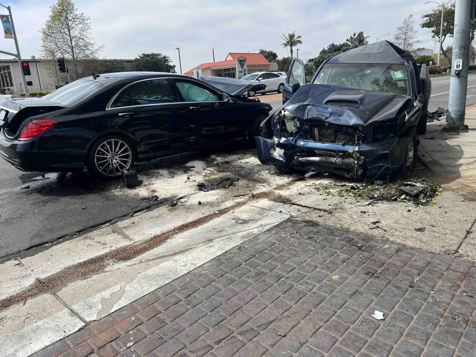 Port Hueneme police say a crash on Ventura Road on Monday was intentional. The driver of the Toyota pickup truck at right was arrested.