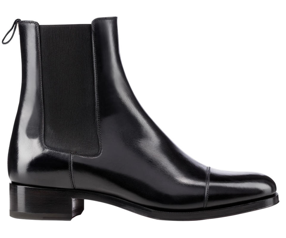 Add a cool factor to your suit with these leather boots. 