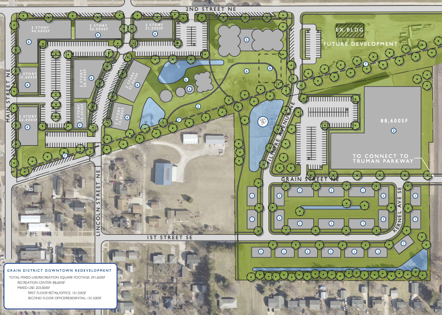 The city of Bondurant released a new downtown redevelopment plan that envisions new housing and businesses, a trail extension and more park space, and grain silos remade into a hotel and condos.