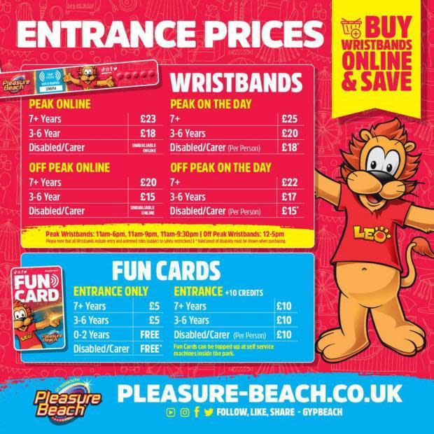 Eastern Daily Press: The 2023 prices at Great Yarmouth Pleasure Beach 