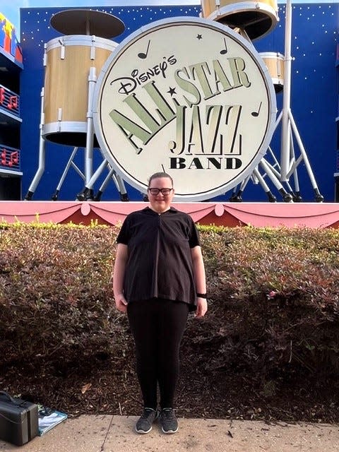 Taunton HIgh School student Madelyn Tokarz played trumpet in her school band when it performed at Walt Disney World's Disney Springs resort in April.